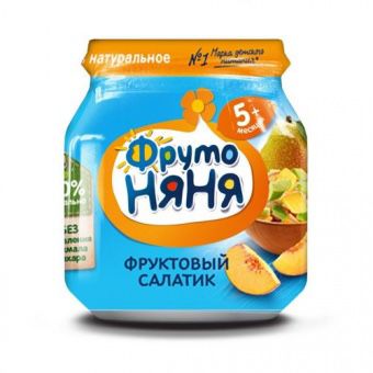 Пюре натуральное "Фруктовый салатик" с 5 месяцев ФрутоНяня 100g